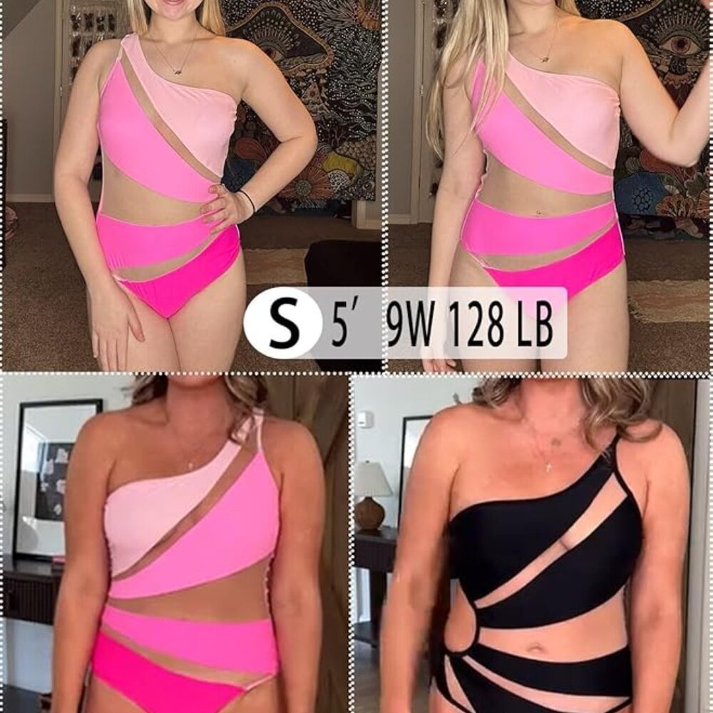 Sexy One Piece Bathing Suits One Shoulder Swimsuits - Picture 4 of 6